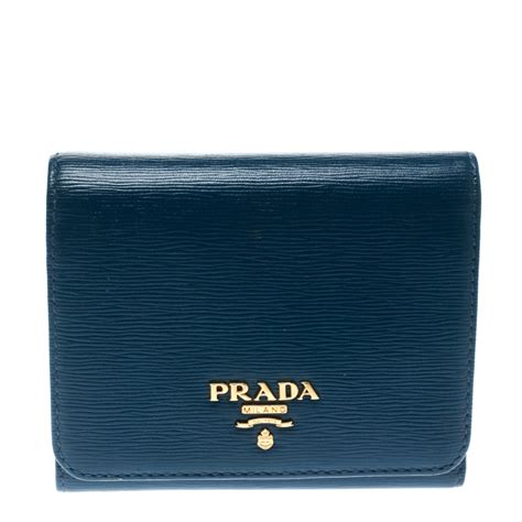 prada tri fold wallet blue|Women's Small Leather Goods .